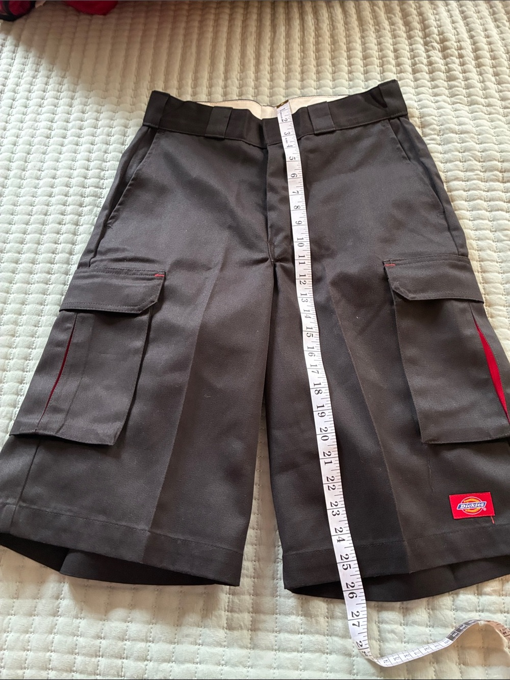 Dickies Black Cargo Shorts with Red Trim - Men's Utility